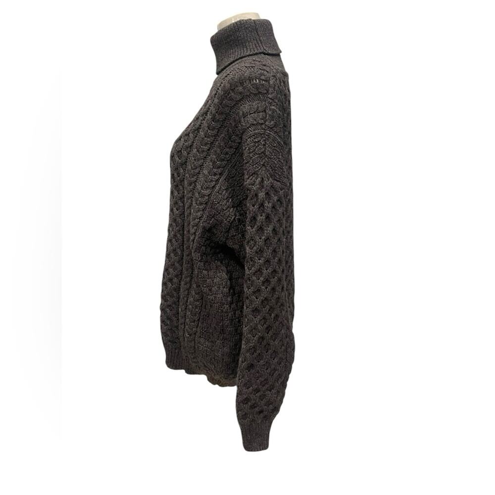 Aran Sweater Market Women's Cable Knit Turtleneck Sweater - Gray in size L - Picture 3 of 8